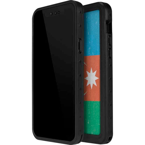Azerbaijan Flag Distressed iPhone 14 Pro Max Waterproof Case